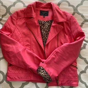 Pink faux leather jacket